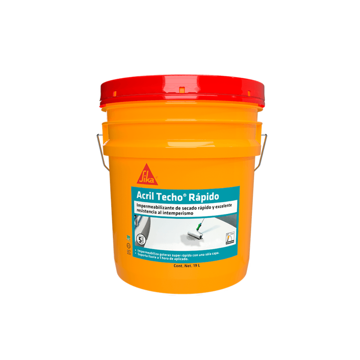 Impermeabilizante Acrílico Elástico Y Aislante Acril Techo Rápido, Rojo, Cubeta 19 L