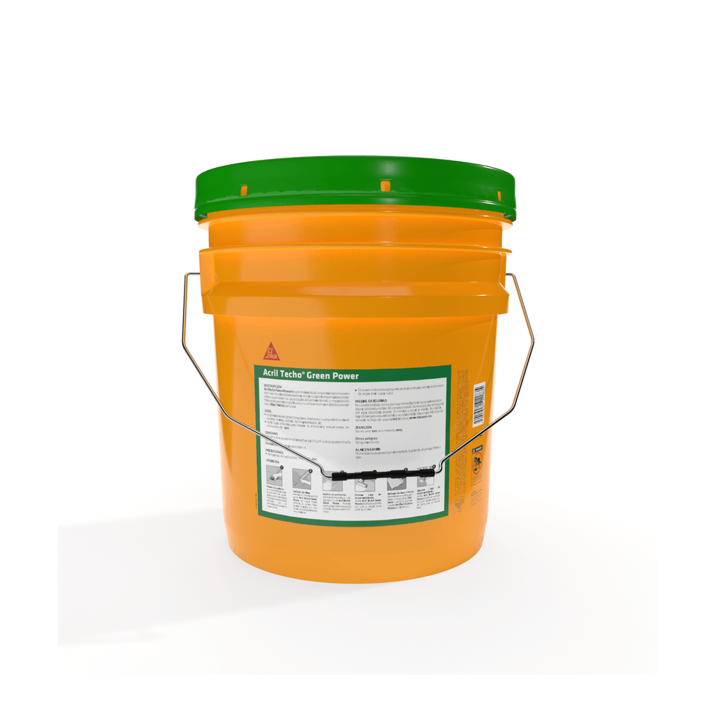 Impermeabilizante Acrílico Elástico y Aislante Térmico Acril Techo Green Power, Blanco, Cubeta 19 L