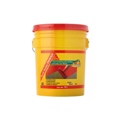 Impermeabilizante Acrílico Elástico Y Aislante Térmico Acril Techo Power 6 Años, Rojo, Cubeta 19 L