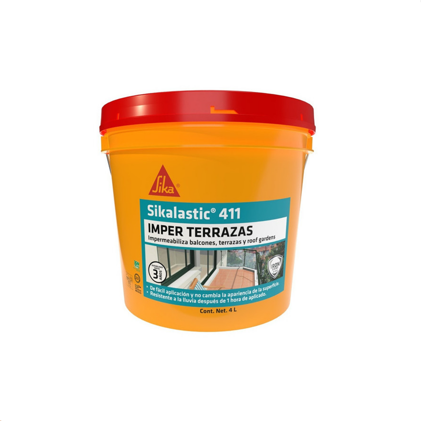 Impermeabilizante Acrílico Elástico Líquido Para Juntas Y Boquillas Sikalastic-411 MX Imper Terrazas, Galón 4 L