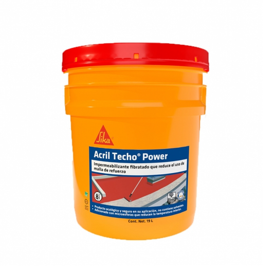 Impermeabilizante Acrílico Elástico Y Aislante Térmico Acril Techo Power 8 Años, Rojo, Cubeta 19 L