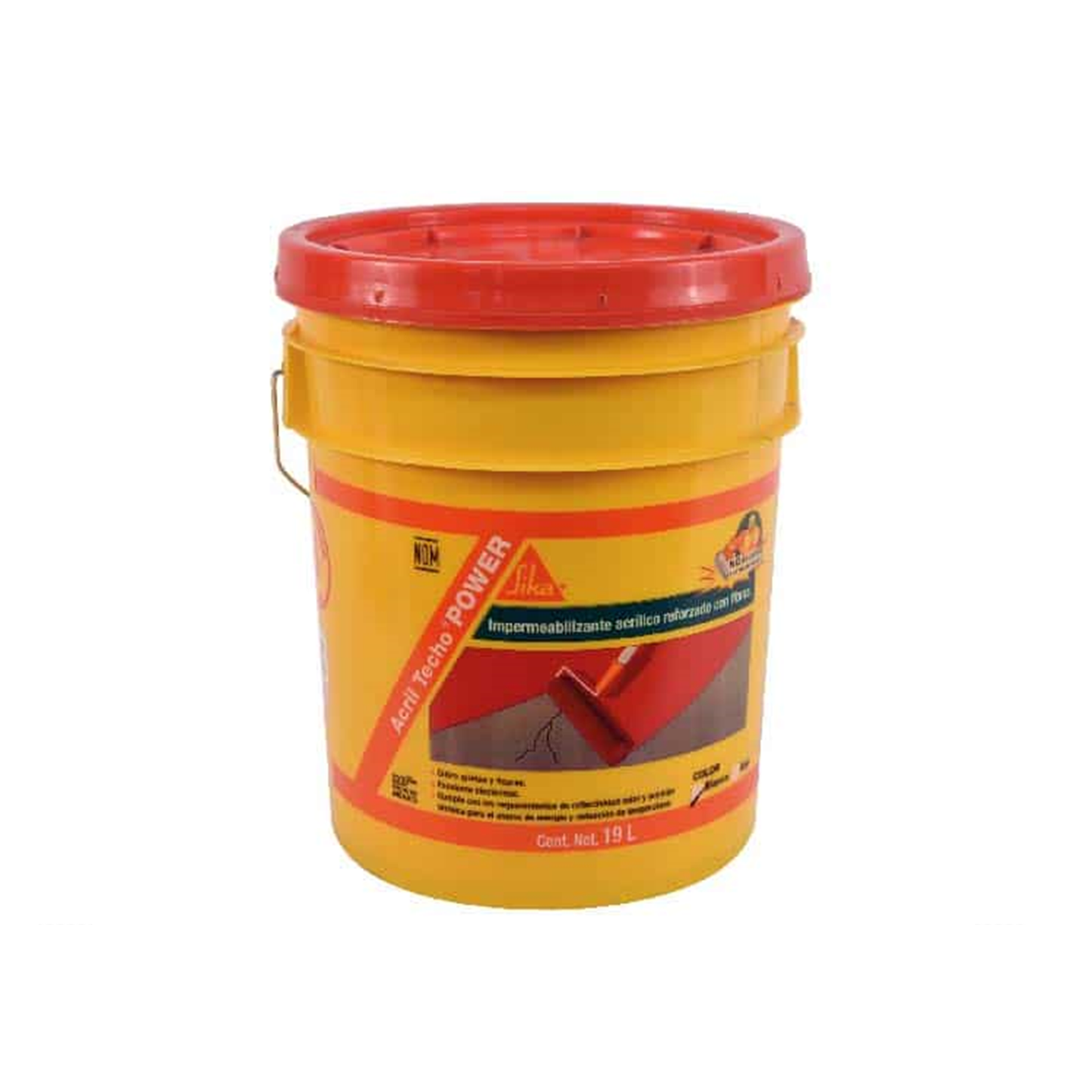 Impermeabilizante Acrílico Aislante Térmico Acril Techo Power 6 Años, Blanco, Cubeta 19 L