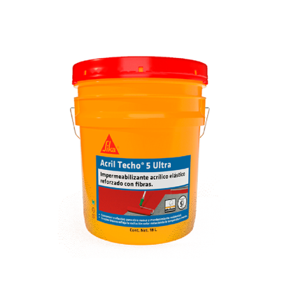 Impermeabilizante Acrílico Elástico Y Aislante Acril Techo 5 Ultra, Rojo, Cubeta 18 L