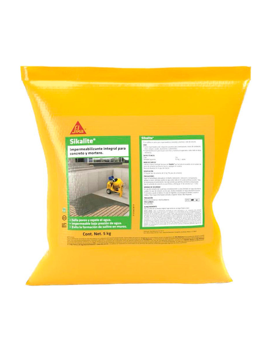Impermeabilizante En Polvo SIKALITE, 5 Kg